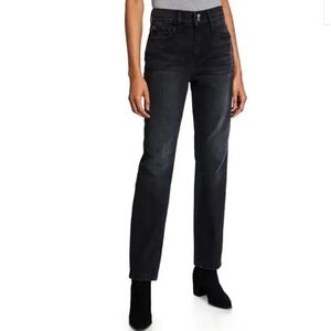 FRAME "Sylvie" High Waist Straight jeans in black and gray wash fray hem Size 27